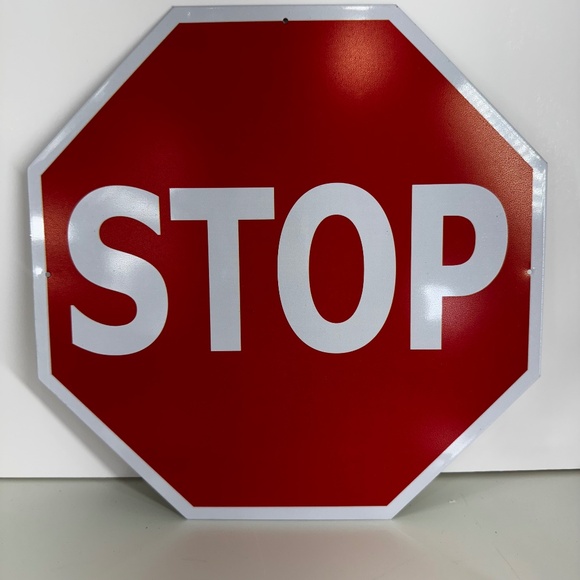 Classic Metal STOP Sign – Bold Red Octagon Wall Decor 12” - Picture 1 of 6